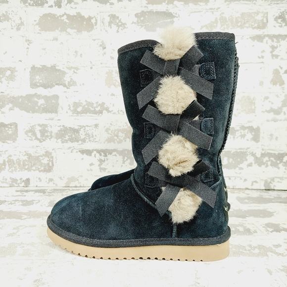 New Koolaburra By Ugg Victoria Black Suede Mid-calf Boots V94 - Picture 1 of 11
